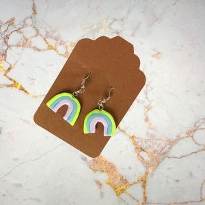 Rainbow clay earrings